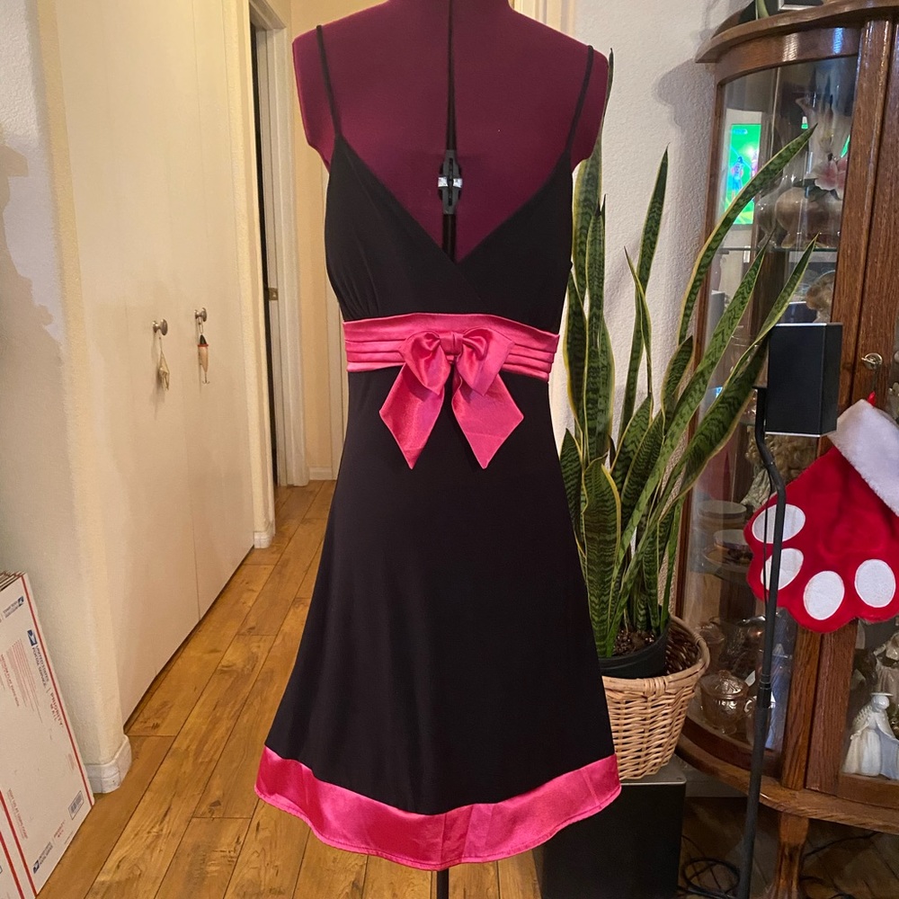Taboo Little Black Dress With Punk Bow and Bow Tie on Back.
